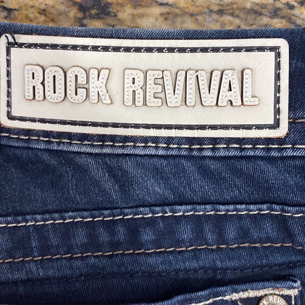 Rock Revival Anabela Dark Wash Low Rise Straight Leg Jeans Size 25 - Picture 4 of 11